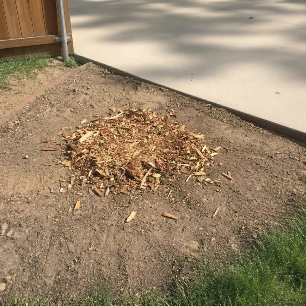 After — Backyard stump grinding — example — before and after stump grinding comparison
