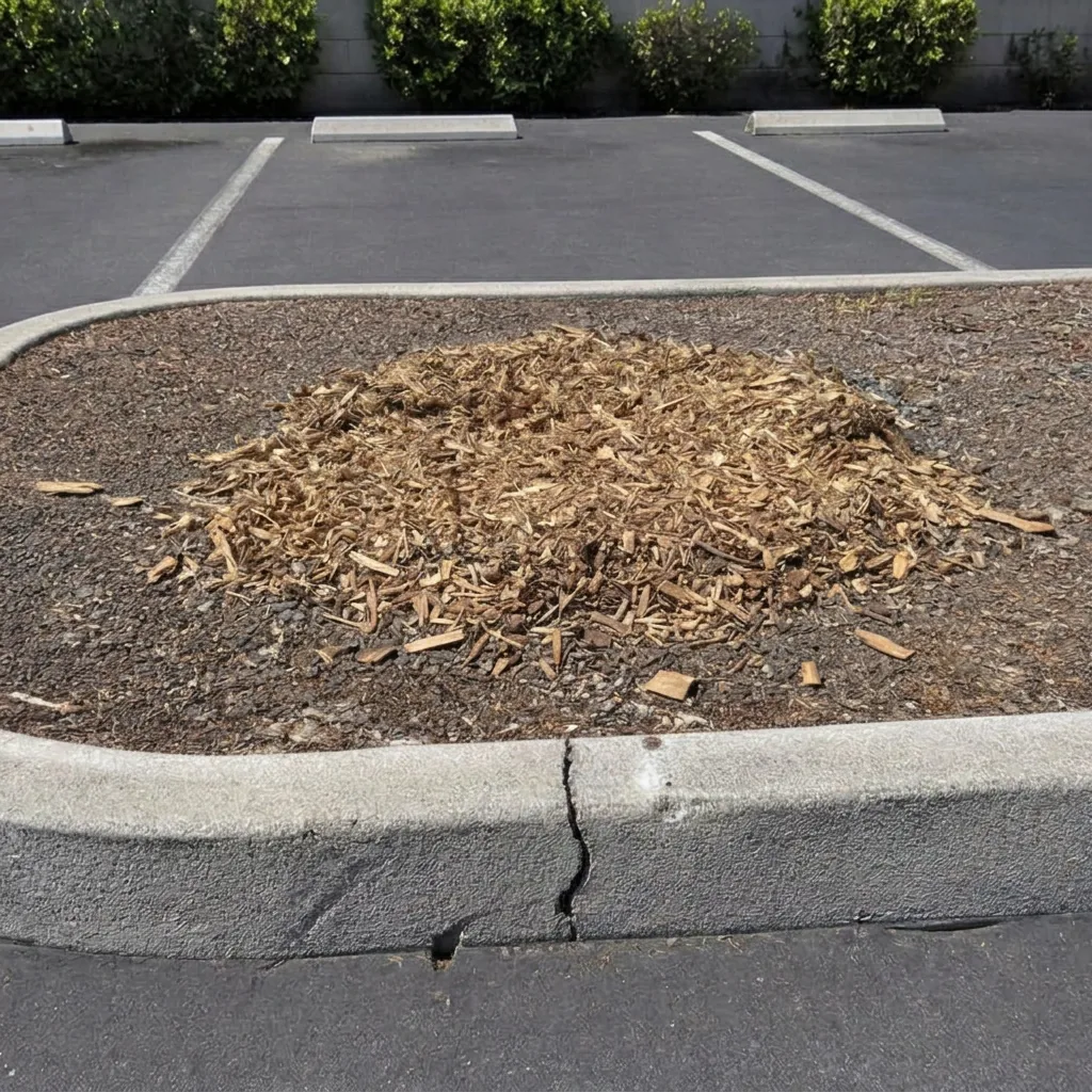 After — Stump near landscaping — example — before and after stump grinding comparison